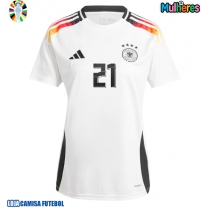 Camisa de Futebol Alemanha Ilkay Gundogan #21 Equipamento Principal Mulheres Europeu 2024 Manga Curta
